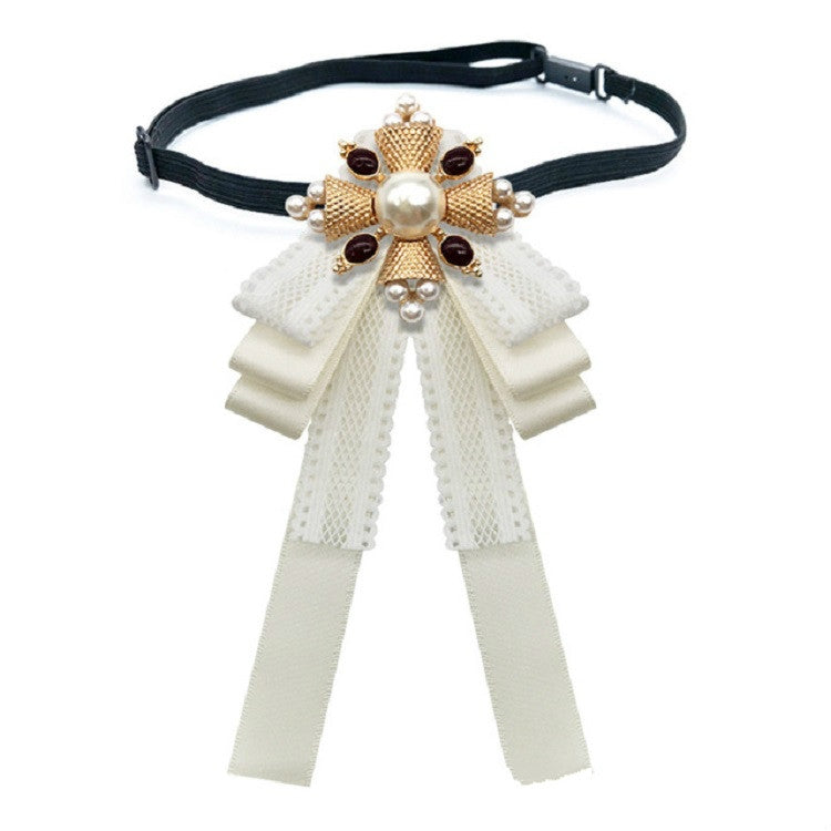 Ladies Court Style Cloth Brooch Lace Bow-knot Bow Tie Costume Accessories