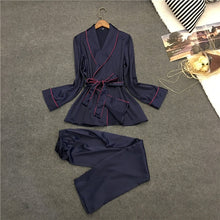 Load image into Gallery viewer, Bathrobe Pajamas Imitation Silk Pajamas Lapel Casual Silk Home Wear, M, L, XL