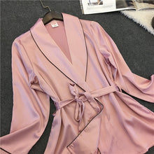 Load image into Gallery viewer, Bathrobe Pajamas Imitation Silk Pajamas Lapel Casual Silk Home Wear, M, L, XL