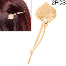 Load image into Gallery viewer, 2 PCS Fashion Wedding Hair Jewelry Flower Barrettes Solid Metal Leaf Pearl Hairpins