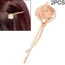Load image into Gallery viewer, 2 PCS Fashion Wedding Hair Jewelry Flower Barrettes Solid Metal Leaf Pearl Hairpins