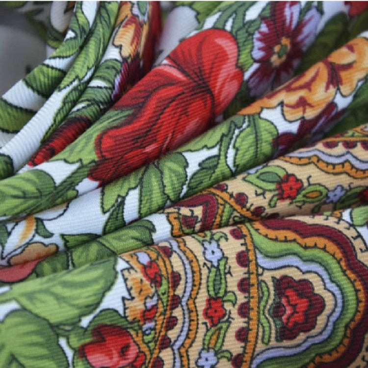 Ethnic Style Retro Tassel Square Scarf Flower Pattern Headscarf Scarf