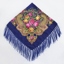 Load image into Gallery viewer, Ethnic Style Retro Tassel Square Scarf Flower Pattern Headscarf Scarf