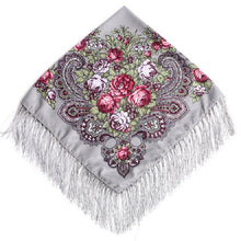 Load image into Gallery viewer, Ethnic Style Retro Tassel Square Scarf Flower Pattern Headscarf Scarf