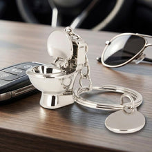 Load image into Gallery viewer, Classic 3D Keychain Mini Toilet Key Ring Chain Bathroom Cute Creative Gift trinket Car Styling Decoration, Mini Silver Toilet Shape