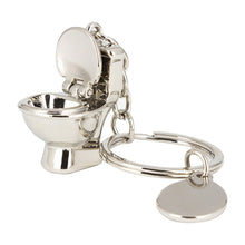 Load image into Gallery viewer, Classic 3D Keychain Mini Toilet Key Ring Chain Bathroom Cute Creative Gift trinket Car Styling Decoration, Mini Silver Toilet Shape