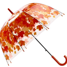 Load image into Gallery viewer, Green Leaf Transparent Umbrella Straight Rod Crooked Umbrella