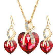 Load image into Gallery viewer, 3 PCS / Set Women Heart Shaped Crystal Zircon Earring Necklace Jewelry Set