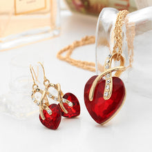 Load image into Gallery viewer, 3 PCS / Set Women Heart Shaped Crystal Zircon Earring Necklace Jewelry Set