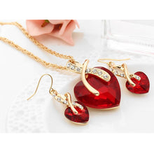 Load image into Gallery viewer, 3 PCS / Set Women Heart Shaped Crystal Zircon Earring Necklace Jewelry Set