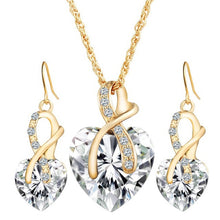 Load image into Gallery viewer, 3 PCS / Set Women Heart Shaped Crystal Zircon Earring Necklace Jewelry Set