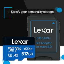 Load image into Gallery viewer, Lexar 633x 512GB High-speed Flash Memory Card Sports Camera Mobile Phone TF Car Driving Recorder Memory Card, 512GB