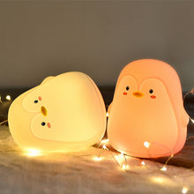 Load image into Gallery viewer, Penguin Silicone Pat Night Light Children Bedside Atmosphere Lamp, Penguin White, Penguin Pink, Penguin Gray