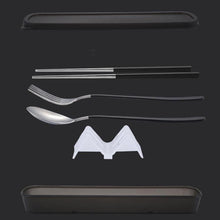 Load image into Gallery viewer, 3pcs / Set Portable Stainless Steel Tableware Creative Set Chopsticks Spoon Fork Gift, Steel, Black, Pink, Red, Blue