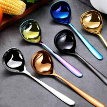 Load image into Gallery viewer, Stainless Steel Sauce Spoon Creative Big Head Long Handle Spoon, Original Steel, Gold, Rose Gold, Blue, Colorful, Black