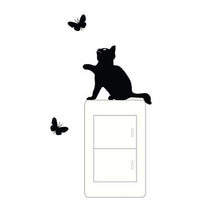 Load image into Gallery viewer, Cats And Butterflies Switch Stickers Embossed Childrens Room Wall Decals