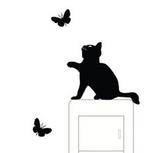 Load image into Gallery viewer, Cats And Butterflies Switch Stickers Embossed Childrens Room Wall Decals