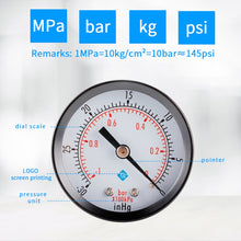 Load image into Gallery viewer, Double Scale Vacuum Mini Shockproof Pressure Gauge, Pressure Gauge