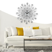 Load image into Gallery viewer, Creative Wall Clock Crystal Silver Wrought Iron Wall Clock Personality Art Decoration Living Room Bedroom Clock, Iron Wall Clock
