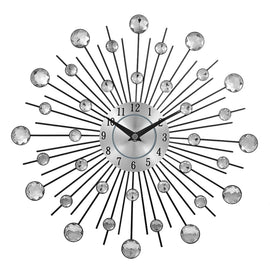 Creative Wall Clock Crystal Silver Wrought Iron Wall Clock Personality Art Decoration Living Room Bedroom Clock, Iron Wall Clock