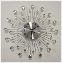 Load image into Gallery viewer, Creative Wall Clock Crystal Silver Wrought Iron Wall Clock Personality Art Decoration Living Room Bedroom Clock, Iron Wall Clock