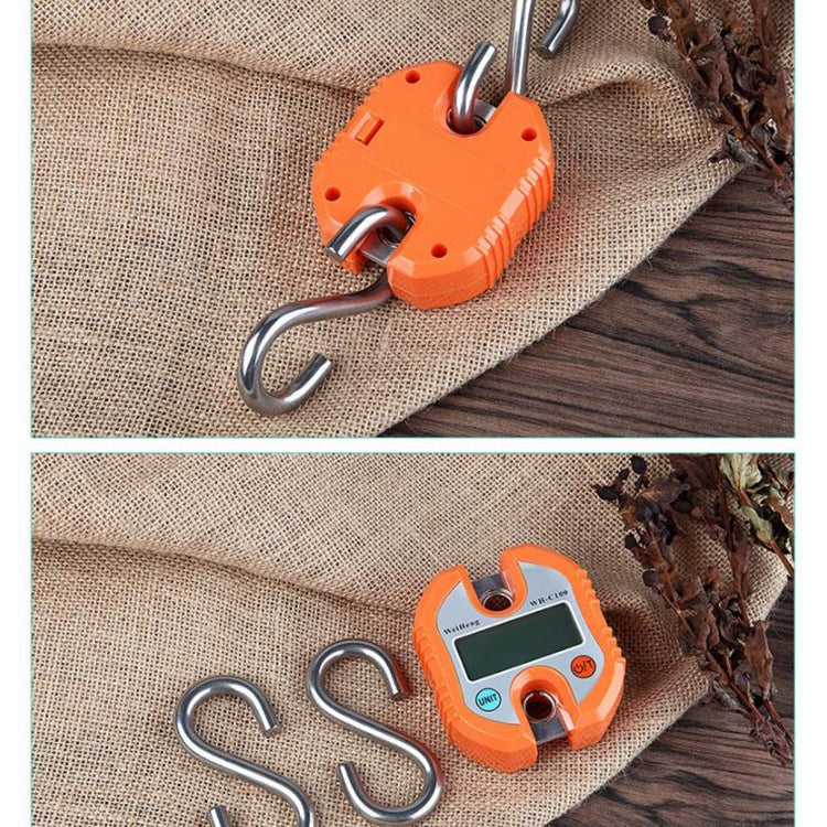 150kg Mini Portable Heavy Duty Electronic Digital Stainless Steel Hook Scale, Random Color Delivery, 150kg x 100g