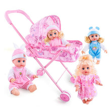 Load image into Gallery viewer, Children Doll House Toys Folded Canopy Iron Stroller