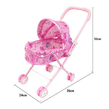 Load image into Gallery viewer, Children Doll House Toys Folded Canopy Iron Stroller