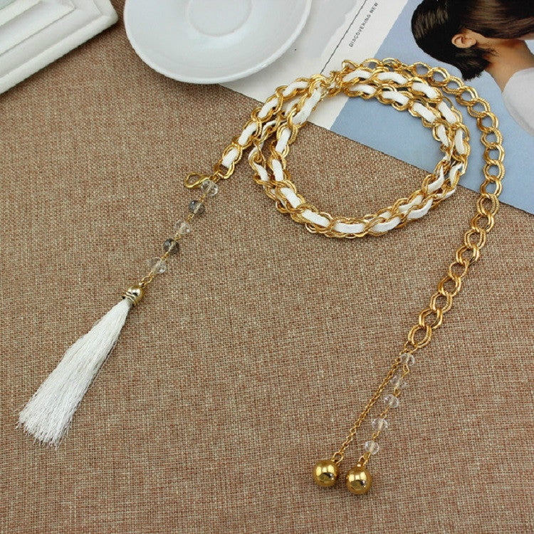 Women Metal Waist Chain Belt Skirt Accessories with Tassel