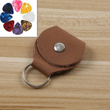 Load image into Gallery viewer, 10 PCS Genuine Leather Guitar Pick Storage Bag with Key Ring, Apricot, Black, Brown, Blue, Claret