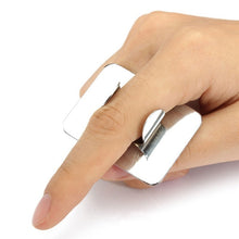 Load image into Gallery viewer, Salon Manicure Finger Ring Color Palette Make Up Cream Foundation Mixing Palette Cosmetic Make up Tool Stainless Steel Plate, Small Square