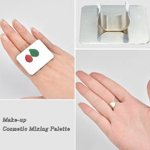 Load image into Gallery viewer, Salon Manicure Finger Ring Color Palette Make Up Cream Foundation Mixing Palette Cosmetic Make up Tool Stainless Steel Plate, Small Square