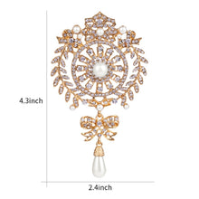 Load image into Gallery viewer, 2 PCS Crown Brooch Pearl Butterfly Fringed Brooch, Sliver, Gold