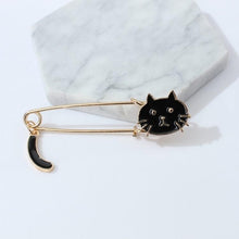 Load image into Gallery viewer, Lovely Drip Small Cat Wagging Tail Animal Brooch, Black, White
