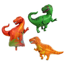 Load image into Gallery viewer, 2 PCS Dinosaur Modeling Aluminum Foil Balloon Children Birthday Decoration Party Supplies Toy, Large Red Tyrannosaurus, Large Yellow Tyrannosaurus, Large Green Tyrannosaurus, Large Pink Long-necked Dragon, Large Blue Long-necked Dragon                 ...