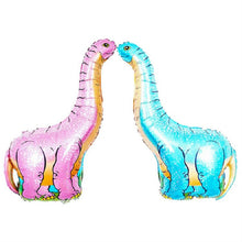 Load image into Gallery viewer, 2 PCS Dinosaur Modeling Aluminum Foil Balloon Children Birthday Decoration Party Supplies Toy, Large Red Tyrannosaurus, Large Yellow Tyrannosaurus, Large Green Tyrannosaurus, Large Pink Long-necked Dragon, Large Blue Long-necked Dragon                 ...