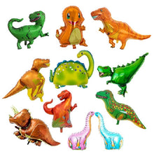 Load image into Gallery viewer, 2 PCS Dinosaur Modeling Aluminum Foil Balloon Children Birthday Decoration Party Supplies Toy, Large Red Tyrannosaurus, Large Yellow Tyrannosaurus, Large Green Tyrannosaurus, Large Pink Long-necked Dragon, Large Blue Long-necked Dragon                 ...