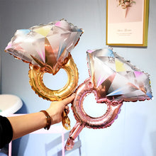 Load image into Gallery viewer, Wedding Marriage Room Decoration Balloon Diamond Ring Foil Balloon, Specification:Large Gold Diamond, Small Pink Diamond Ring, Small Blue Diamond Ring, Small Gold Diamond, Small Rose Gold Diamond, Golden ido Diamond Ring, Silver ido Diamond Ring       ...