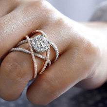 Load image into Gallery viewer, Rose Gold-plated Color Separation Ring Creative Cross Zircon Engagement Ring, 6, 7, 8, 9, 10