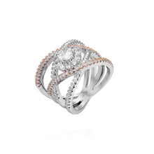 Load image into Gallery viewer, Rose Gold-plated Color Separation Ring Creative Cross Zircon Engagement Ring, 6, 7, 8, 9, 10