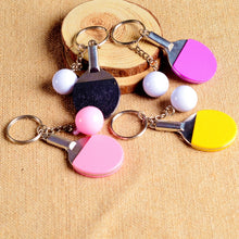 Load image into Gallery viewer, 2 PCS Creative Metal table Tennis Keychain Handmade Jewelry Gift Sports Keychain, Table Tennis Shape(Black), Table Tennis Shape(Red), Table Tennis Shape(Yellow), Table Tennis Shape(Light Blue), Table Tennis Shape(Pink), Table Tennis Shape(Green)       ...
