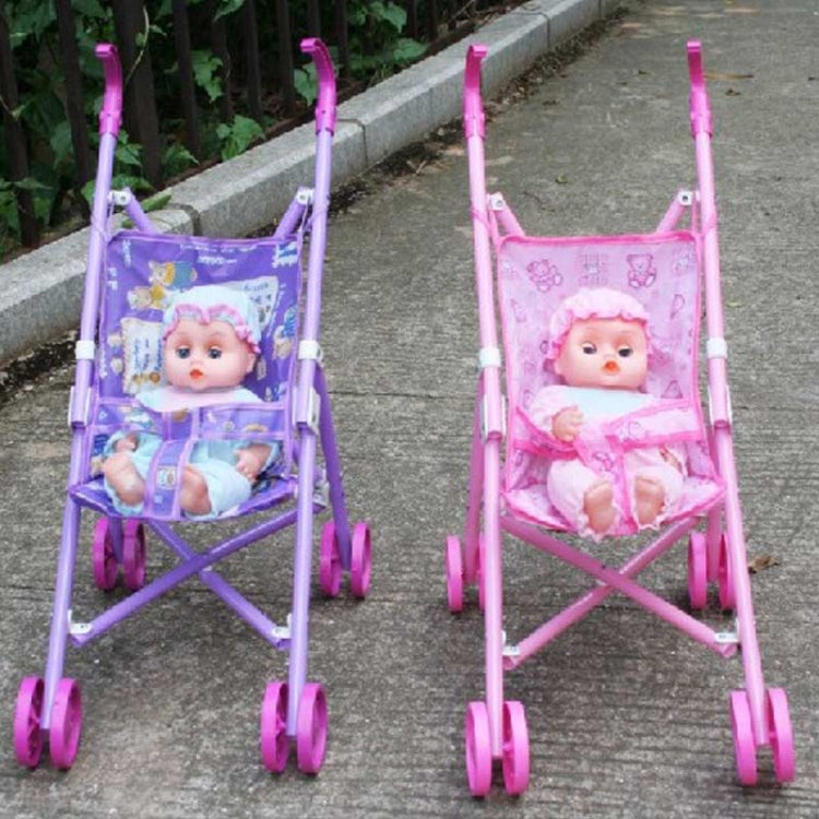 Mini Doll House Plastic Baby Stroller Set Children Educational Toys, Random Color Delivery