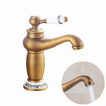 Load image into Gallery viewer, Copper Antique Hot Cold Double Blue White Porcelain Faucet, Black, Antique, Platinum, Black Gold
