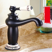 Load image into Gallery viewer, Copper Antique Hot Cold Double Blue White Porcelain Faucet, Black, Antique, Platinum, Black Gold