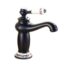 Load image into Gallery viewer, Copper Antique Hot Cold Double Blue White Porcelain Faucet, Black, Antique, Platinum, Black Gold