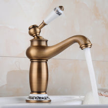 Load image into Gallery viewer, Copper Antique Hot Cold Double Blue White Porcelain Faucet, Black, Antique, Platinum, Black Gold