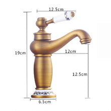 Load image into Gallery viewer, Copper Antique Hot Cold Double Blue White Porcelain Faucet, Black, Antique, Platinum, Black Gold