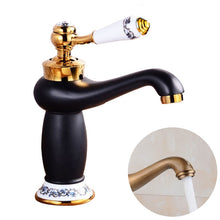 Load image into Gallery viewer, Copper Antique Hot Cold Double Blue White Porcelain Faucet, Black, Antique, Platinum, Black Gold