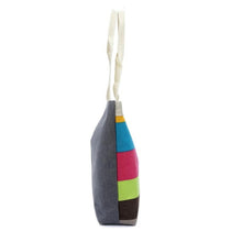 Load image into Gallery viewer, Color Canvas Stripe Contrast Color Shoulder Bag Large Capacity Handbag Green Shopping Bag