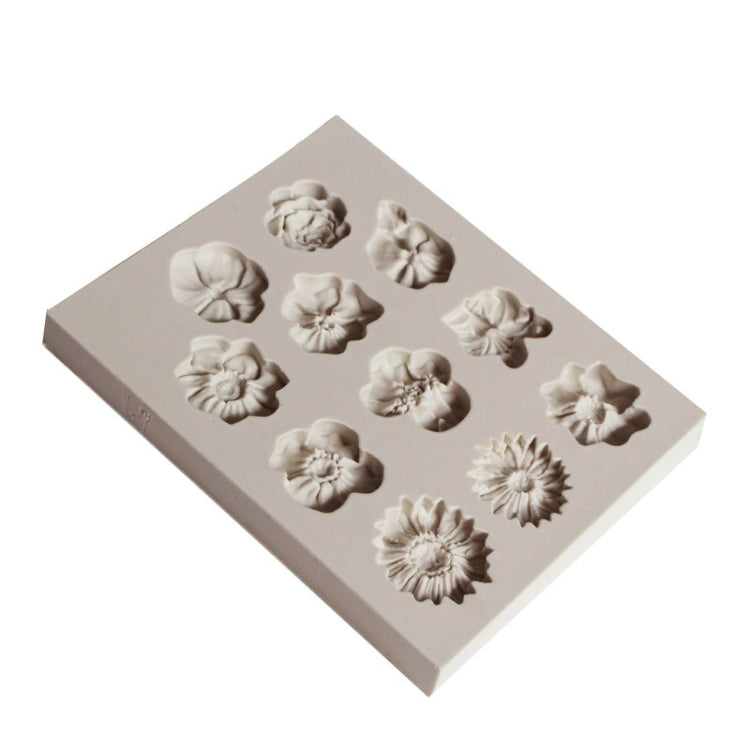 Fondant Cake Silicone Mold Chocolate Mold DIY Trumpet Flower Sun Flower Baking Decoration, Sun Flower Shape(Pink), Sun Flower Shape(Gray)